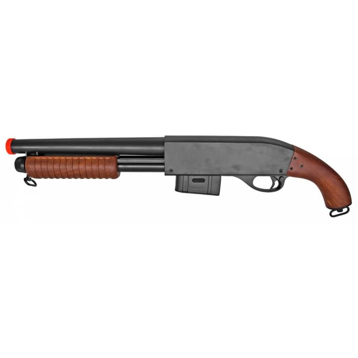 P1568W Spring Powered Shotgun FPS-360 Airsoft Gun (Wood) Airsoft Rifle - TOPHATTER'S ARMORY DEALS