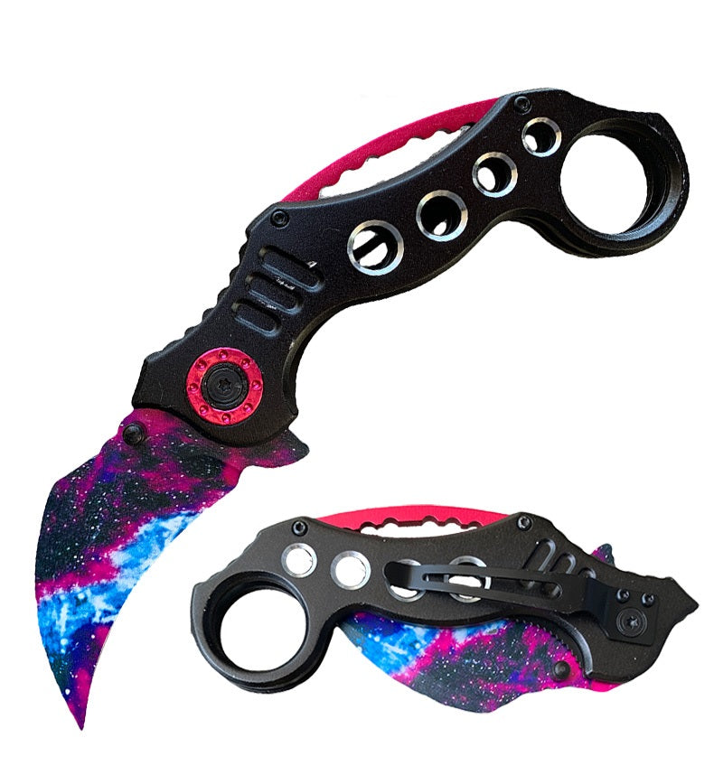 8" Military Red Karambit Claw Spring Assisted Folding Open Pocket Knife - TOPHATTER'S ARMORY DEALS