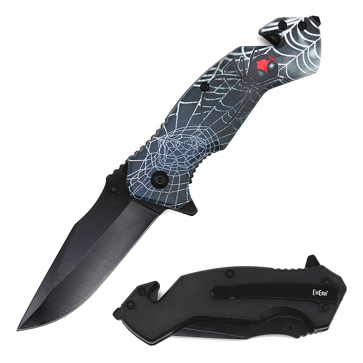 4.75" Closed Spider Design Tactical Rescue Spring Assist Knife - TOPHATTER'S ARMORY DEALS