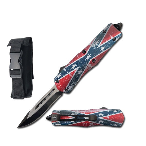 7" Confederate Flag Tactical Recon OTF Combat Knife - TOPHATTER'S ARMORY DEALS