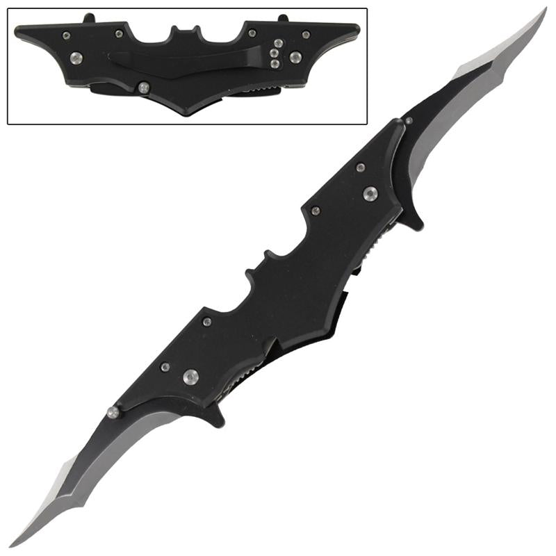 5.5" Closed Black Midnight Twin Blade Spring Assist Knife - TOPHATTER'S ARMORY DEALS