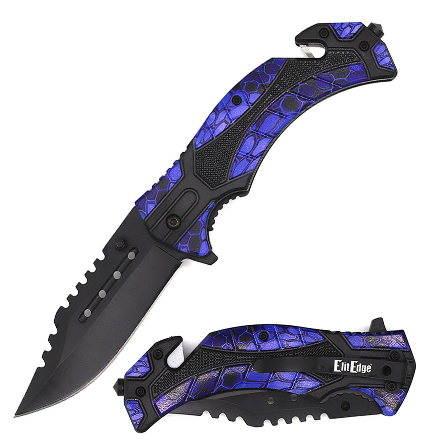 9" Blue Assisted Opening Rescue Tactical Pocket Folding Knife