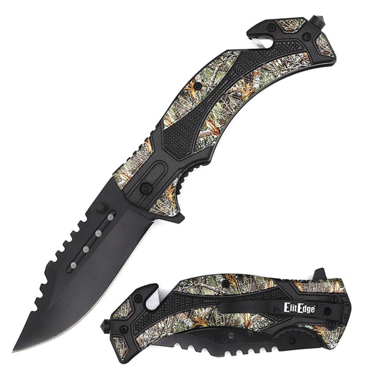 9" Camo Assisted Opening Rescue Tactical Pocket Folding Knife