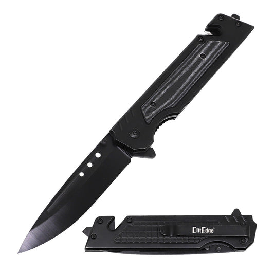 9'' Spring Assist Folding Pocket Knife - Tactical Multitool Black Micarta Handle