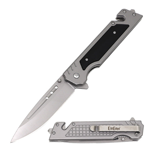 9'' Spring Assist Folding Pocket Knife - Tactical Multitool Silver G10 Handle