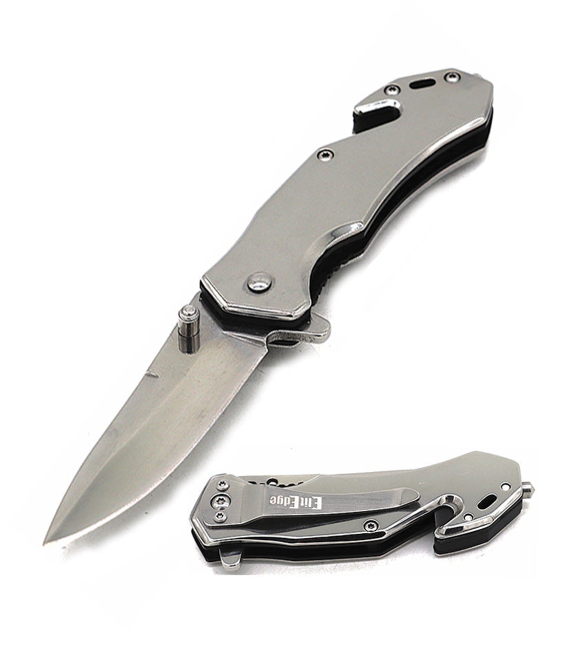 4" Closed Mirror Finish Tactical Rescue EDC Spring Assisted Folding Pocket Knife - TOPHATTER'S ARMORY DEALS