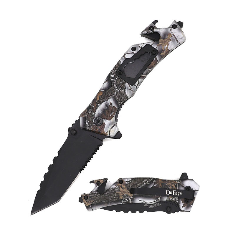 8" Military Tactical Spring Assisted Rescue Multi Tool Pocket Camo Knife - TOPHATTER'S ARMORY DEALS