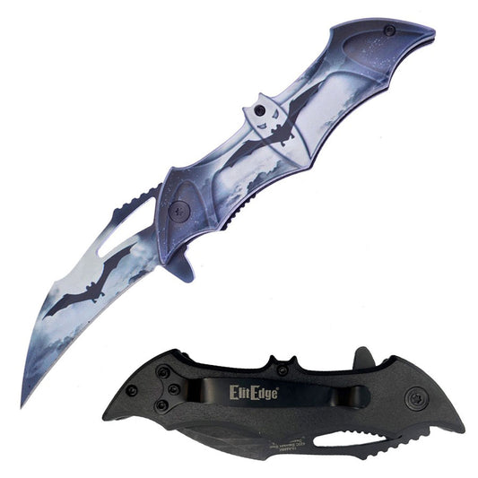 Dark Bat Gray Spring Assisted Pocket Folding Knife