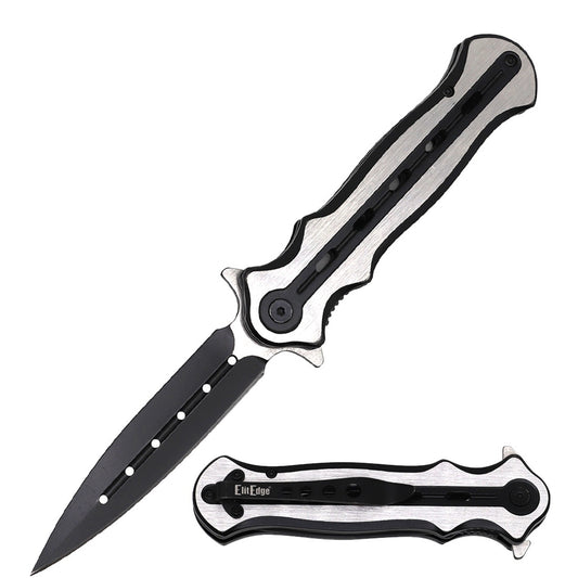 Ball Bearing Black Titanium Coated Dagger Blade Pocket Knife - TOPHATTER'S ARMORY DEALS