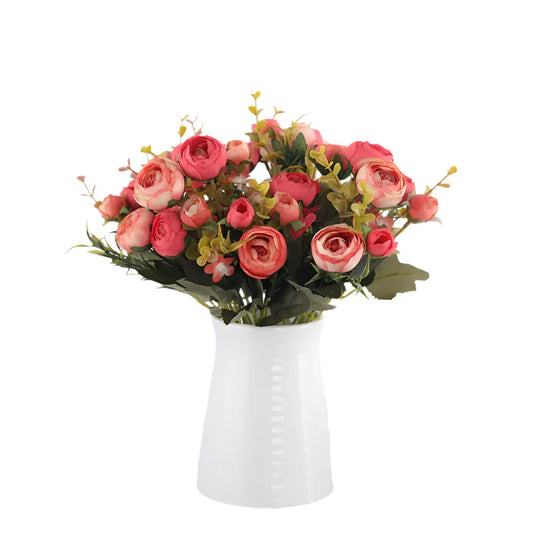 10 Heads Vintage Tea Roses Silk Artificial Flowers