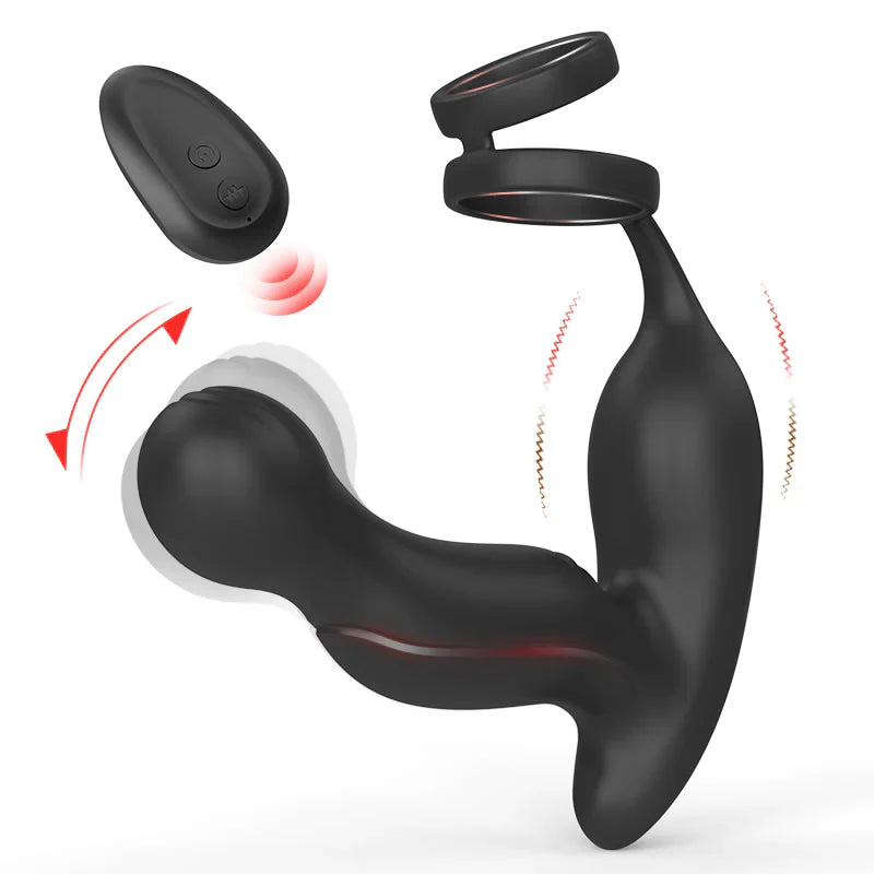 U-GONSER 3-IN-1 Prostate Massager With 11 Vibrations & Dual Penis Ring - Adult Wellness Product product image for intimate we