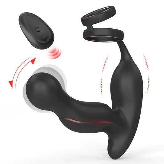 U-GONSER 3-IN-1 Prostate Massager With 11 Vibrations & Dual Penis Ring - Adult Wellness Product product image for intimate we
