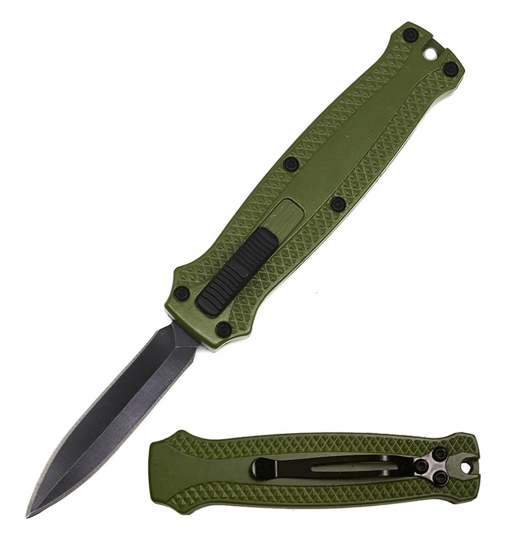 5.35" Green Lizard Tongue The Wicked Mini OTF Automatic Knife - TOPHATTER'S ARMORY DEALS