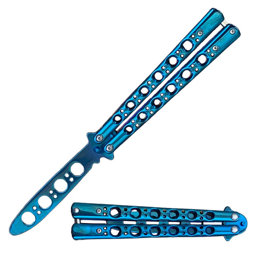 Blue Skeleton Stainless Steel Butterfly Trainer Knife