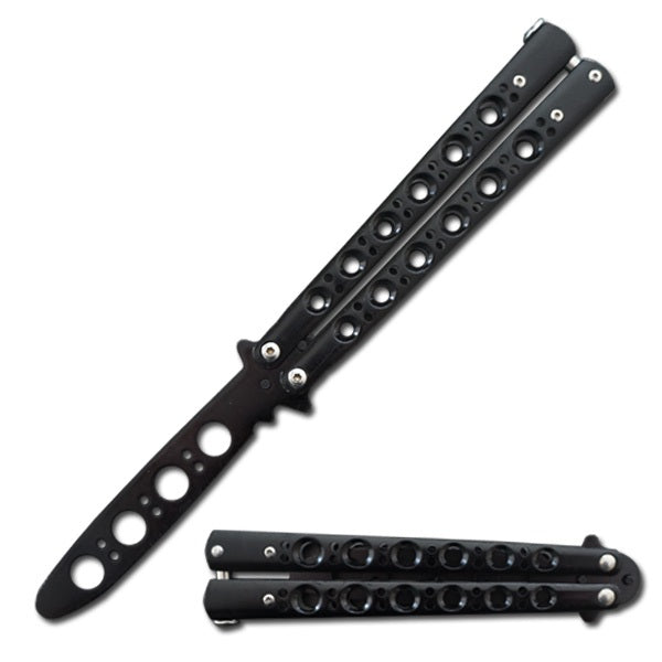 Black Skeleton Stainless Steel Butterfly Trainer Knife - TOPHATTER'S ARMORY DEALS