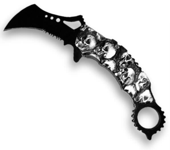 Skull Camo Handle Spring Assist Karambit Folder Knife - TOPHATTER'S ARMORY DEALS