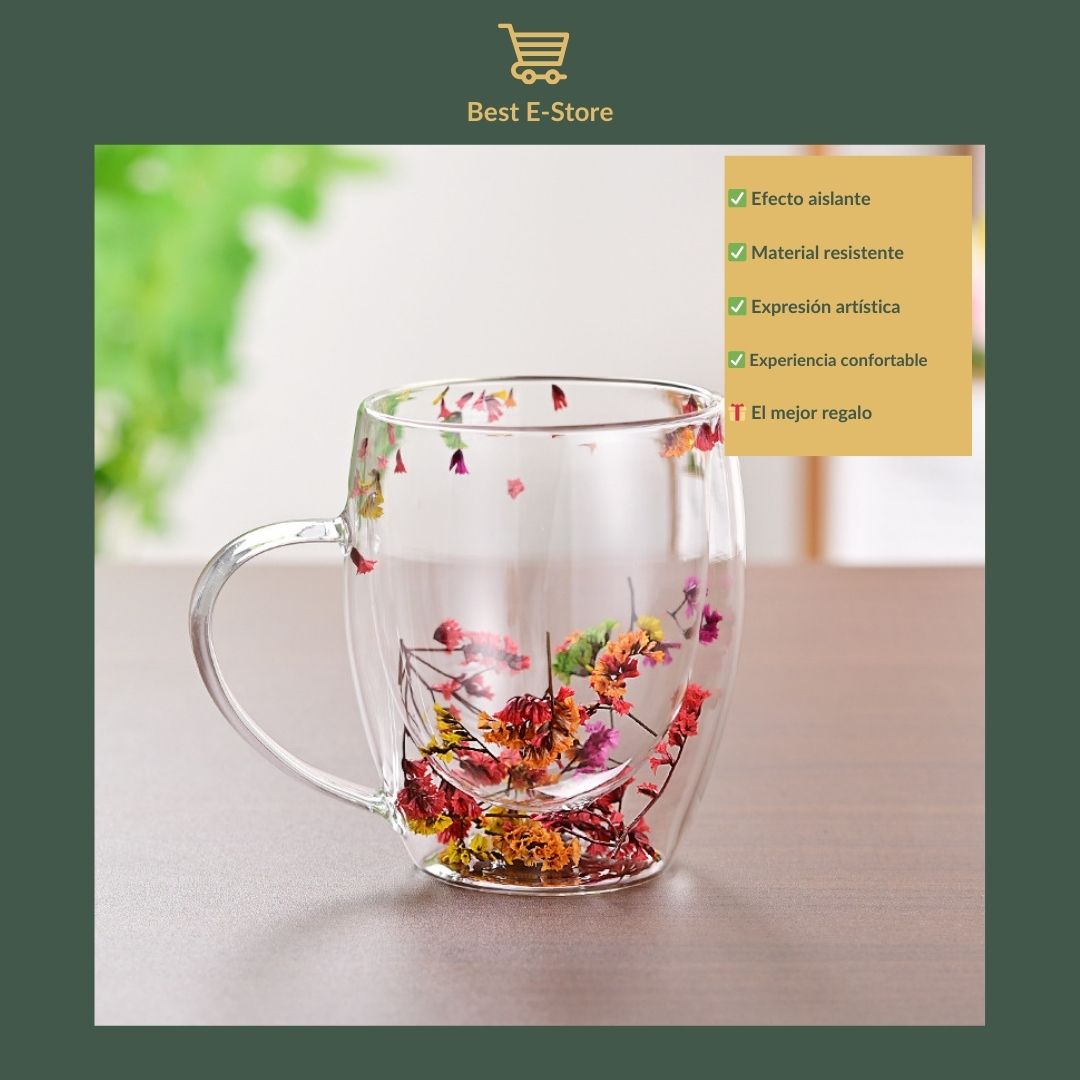 🌼Floral Fusion: Vasos Vidrio Doble Pared