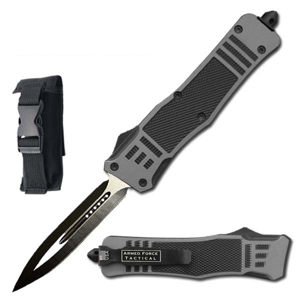 9" Grey Ghost OTF Tactical Automatic Out Of The Front Pocket Knife - TOPHATTER'S ARMORY DEALS