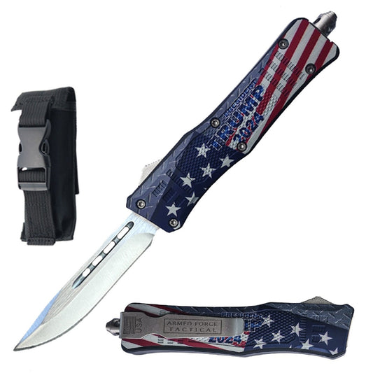 9" Trump 2024 American Flag Automatic OTF Pocket Knife