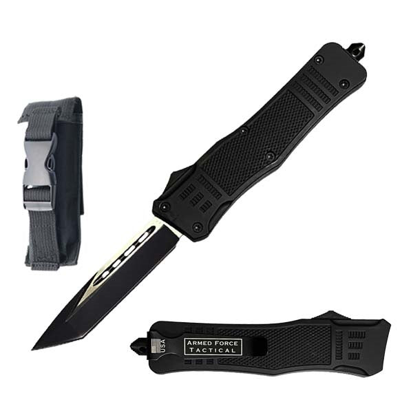 7" Street Walker Out Of The Front Black OTF Knife Tanto Blade - TOPHATTER'S ARMORY DEALS