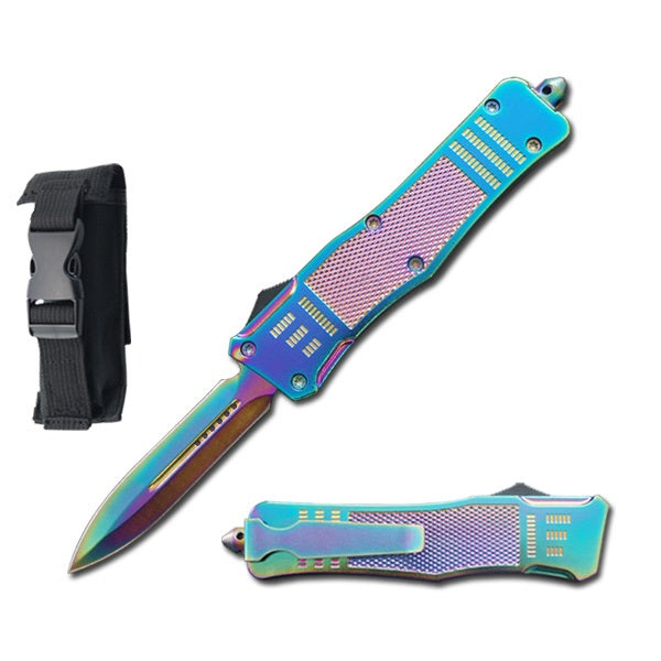 7" Rainbow Dagger Point Blade Street Walker OTF Knife - TOPHATTER'S ARMORY DEALS