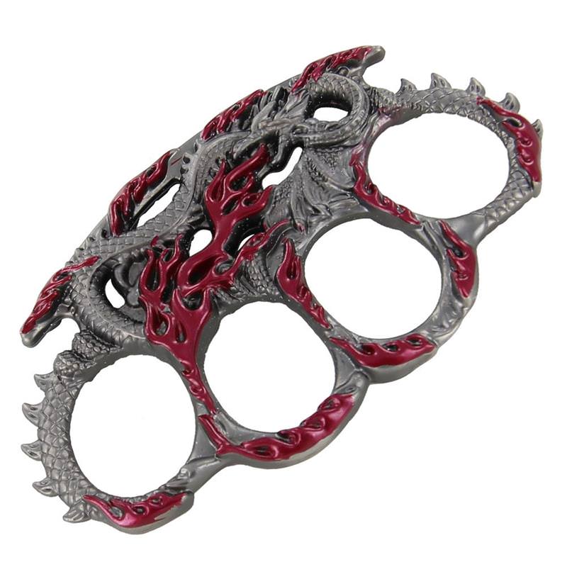 Flaming Dragon Drakaina Brass Knuckle Buckle