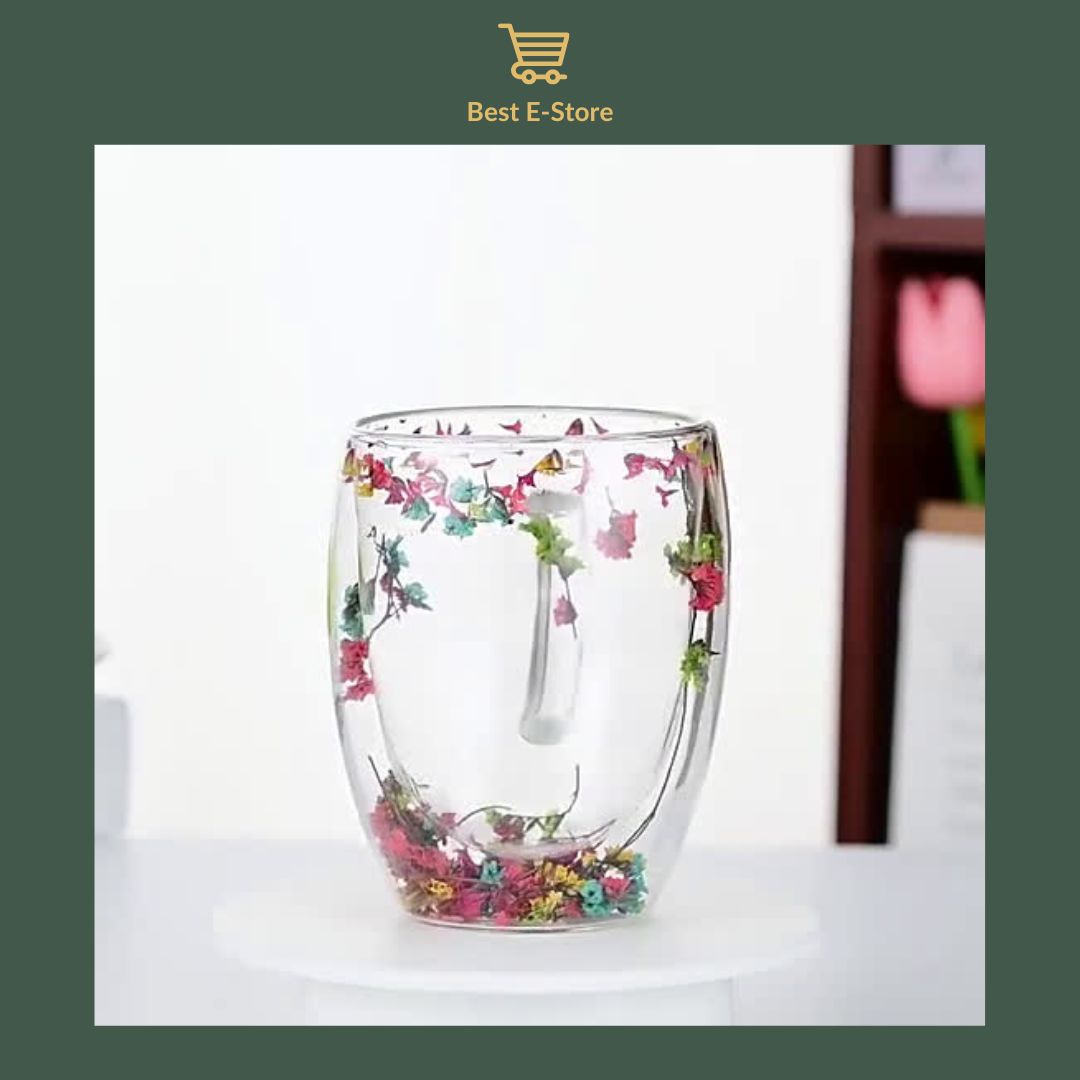 🌼Fusão Floral: Copos Vidro Parede Dupla