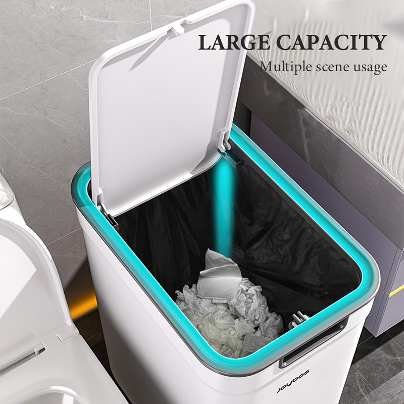 2pcs Sleek White Trash Cans with Odor-Seal Lids