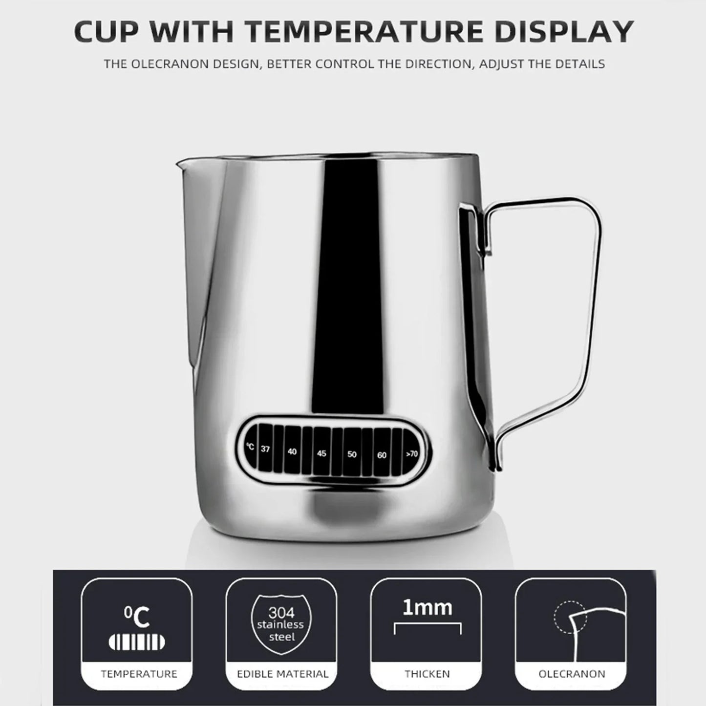 600ML Stainless Steel Milk Frothing Pitcher Silver