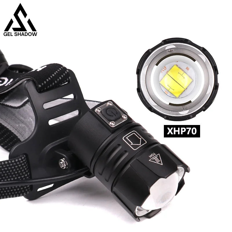 GS251-120,000LM Super Bright LED Rechargeable Headlamp, Zoomable Head lamp