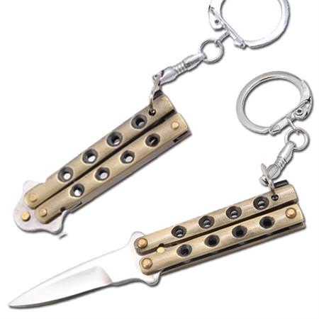 Quicky Keychain Bali Butterfly Knife Gold