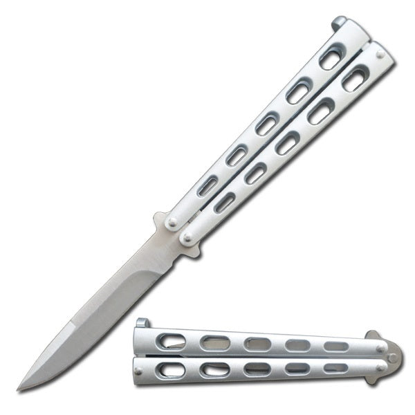 5.25" Closed Length Silver Striker Balisong Butterfly Knife - TOPHATTER'S ARMORY DEALS