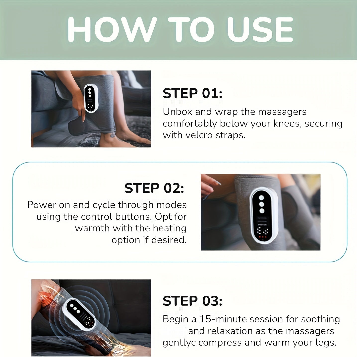 Cordless Air Compression Leg Massager with Heating Function(Grey)