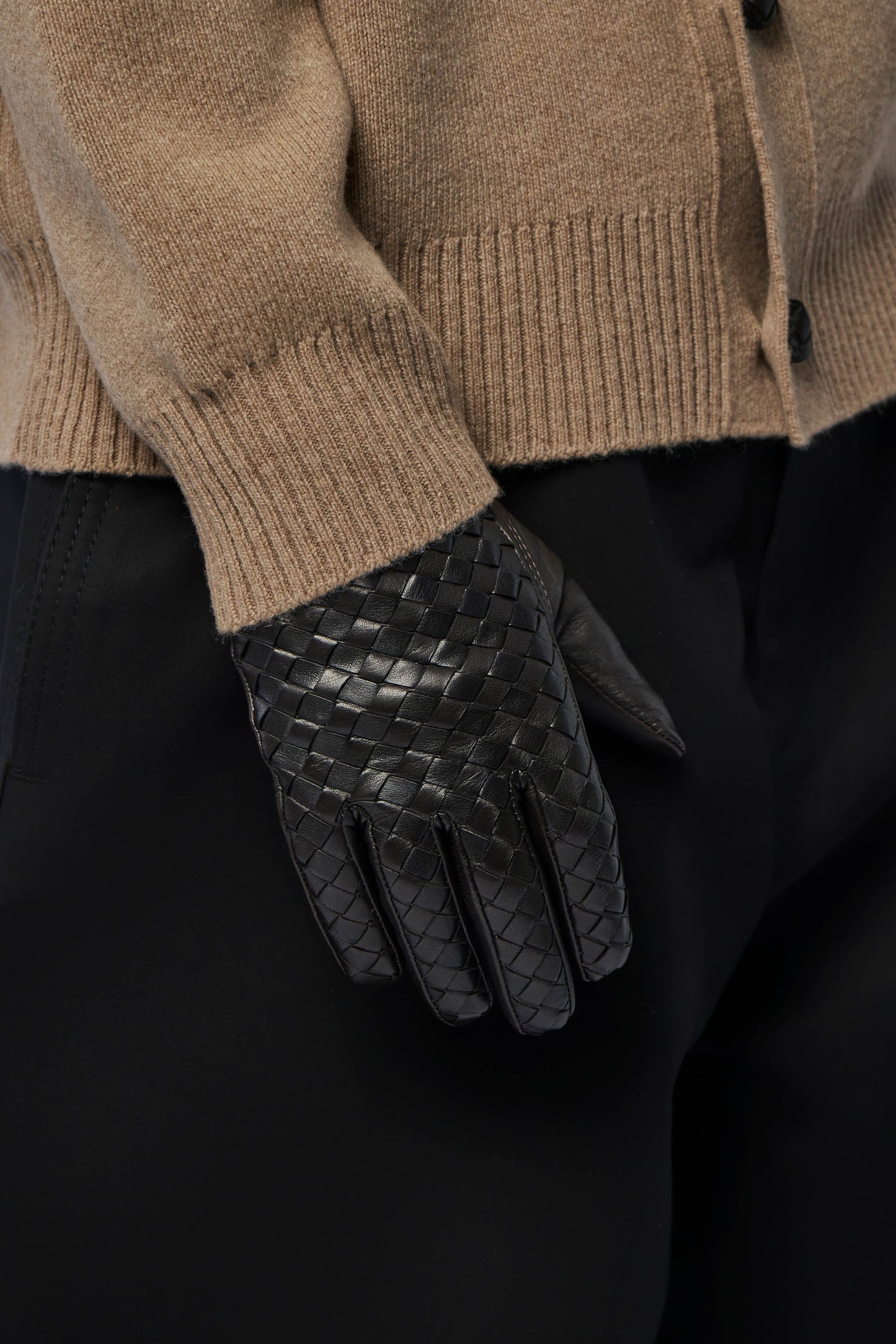 Intrecciato Leather Gloves
