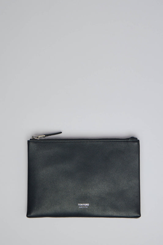Grain Leather Minimal Slim Pouch with Wristlet