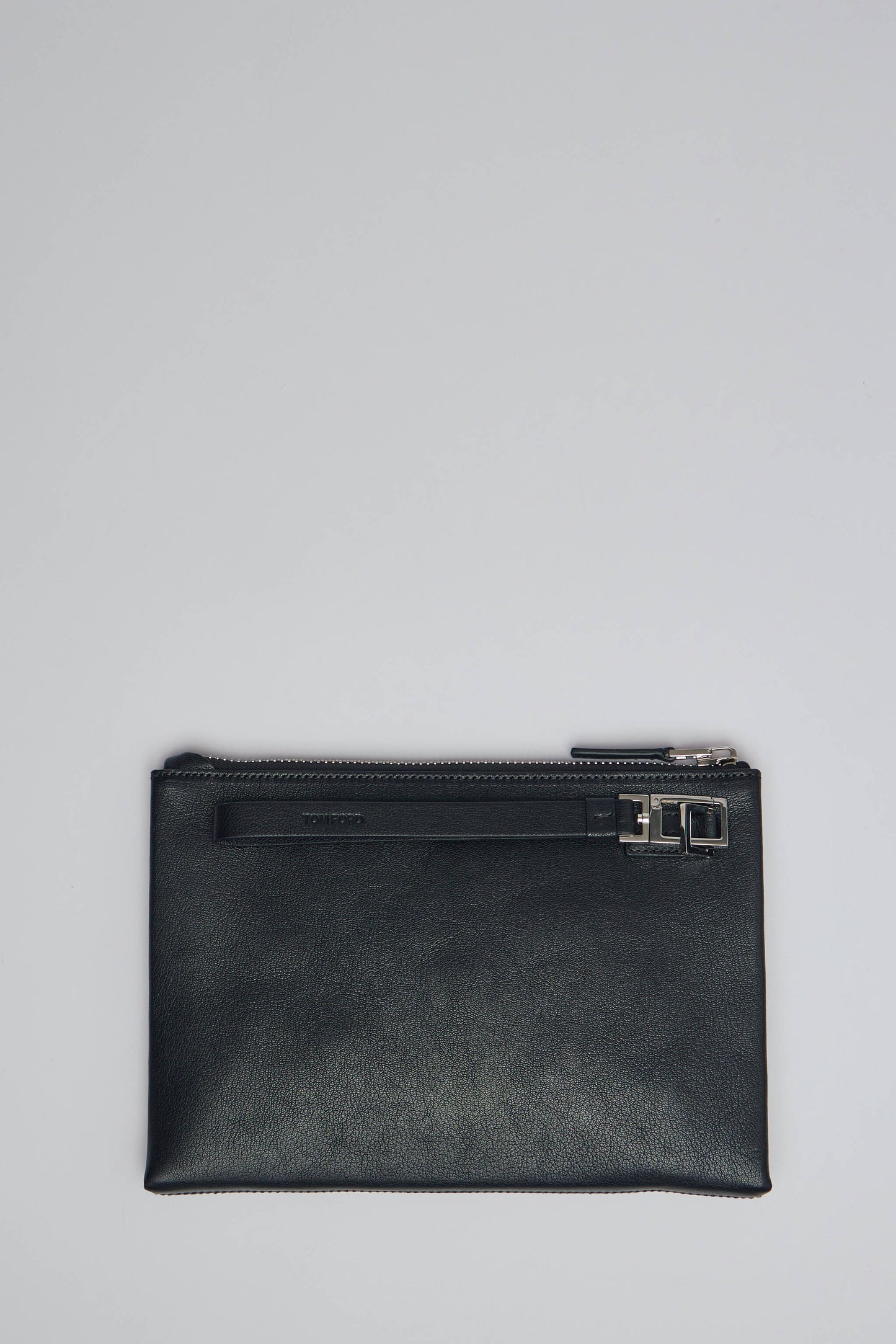 Grain Leather Minimal Slim Pouch with Wristlet
