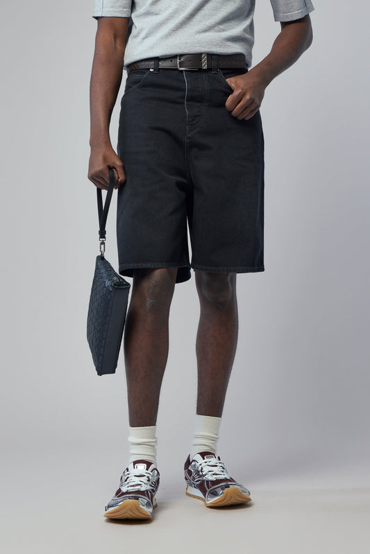 Faded Black Denim Shorts