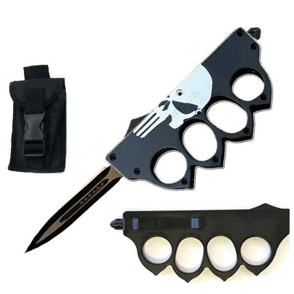 US 1918 Trench Knuckle OTF Skull Tactical Knife - TOPHATTER'S ARMORY DEALS