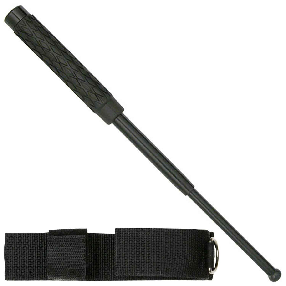 16 Inch Police Baton Telescoping With Pouch Rubber Grip - TOPHATTER'S ARMORY DEALS