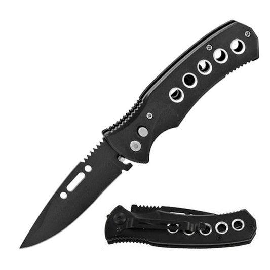Black Ballistic Auto Push Button Switch Blade Pocket Knife
