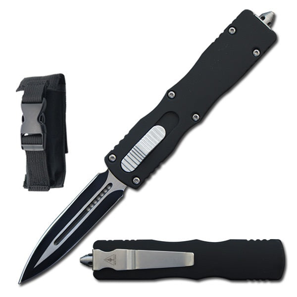 7.5" Black Death Stalker Automatic Dual Action Out The Front Knife - TOPHATTER'S ARMORY DEALS