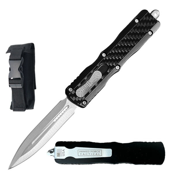 7.5" Death Stalker Automatic Dual Action Out The Front Knife Carbon Fiber - TOPHATTER'S ARMORY DEALS