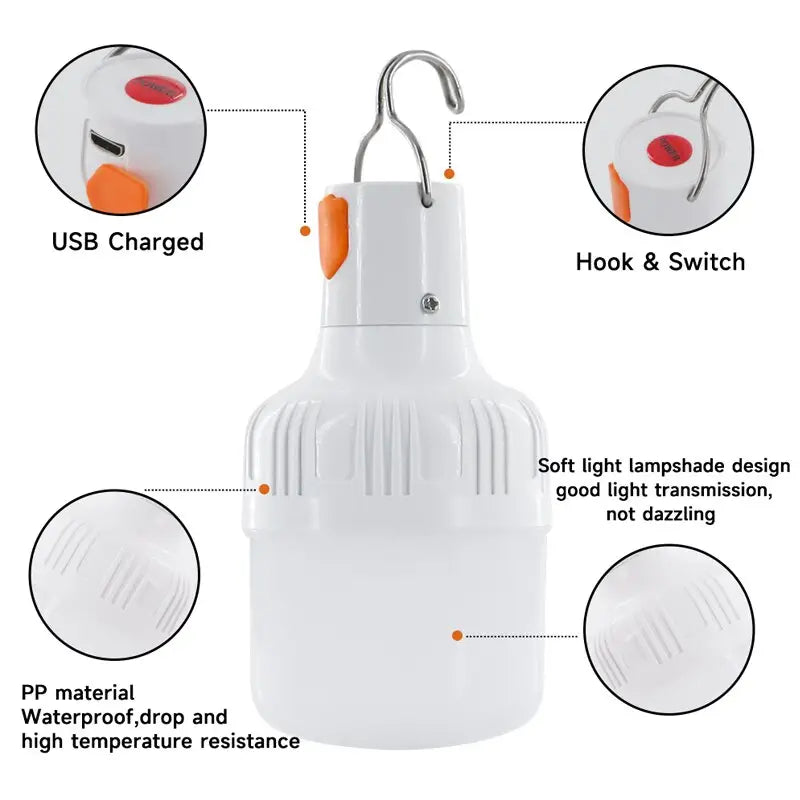 60W Rechargeable LED Lamp Bulb - Perfect for Camping