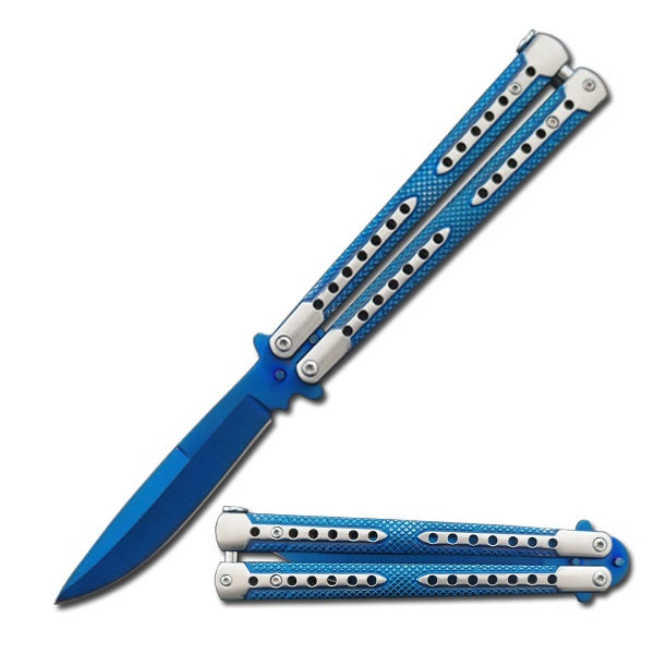 Swift Blue Balisong Two-Tone Titanium Coated Butterfly Knife - TOPHATTER'S ARMORY DEALS