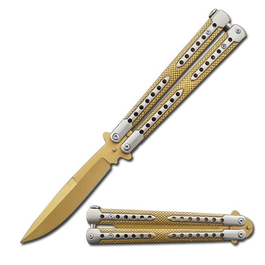 Swift Golden Balisong Two-Tone Titanium Coated Butterfly Knife
