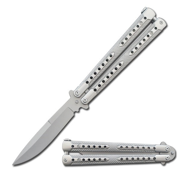 Swift Silver Balisong Two-Tone Titanium Coated Butterfly Knife