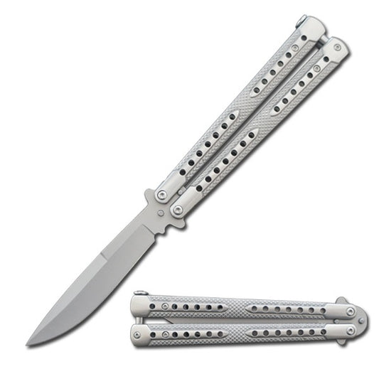 Swift Silver Balisong Two-Tone Titanium Coated Butterfly Knife