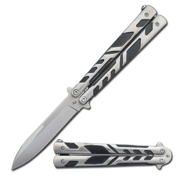 5" Closed Length Silver Venom Balisong Butterfly Knife - TOPHATTER'S ARMORY DEALS
