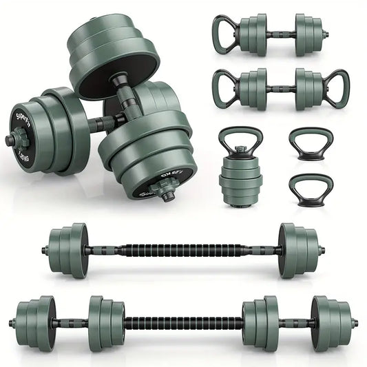 3-in-1 Adjustable Dumbbells, Kettlebell, and Barbell Weight Set – Gray