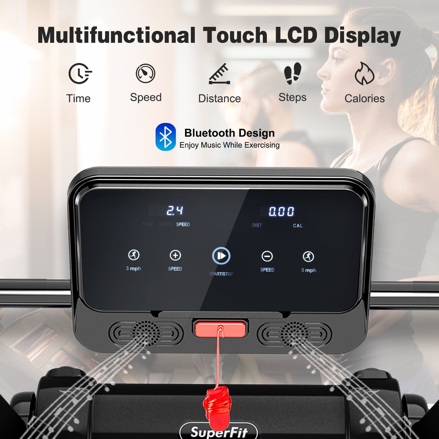 Folding Electric Treadmill 2.25HP - Black